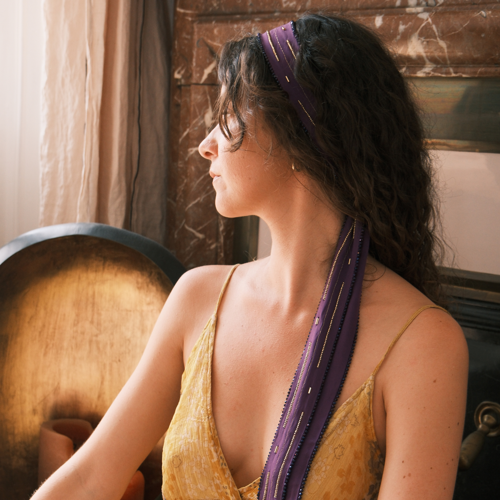 ✨ NOUVEAUTÉ ✨ Sautoir Maxi Violet – Bijou en soie