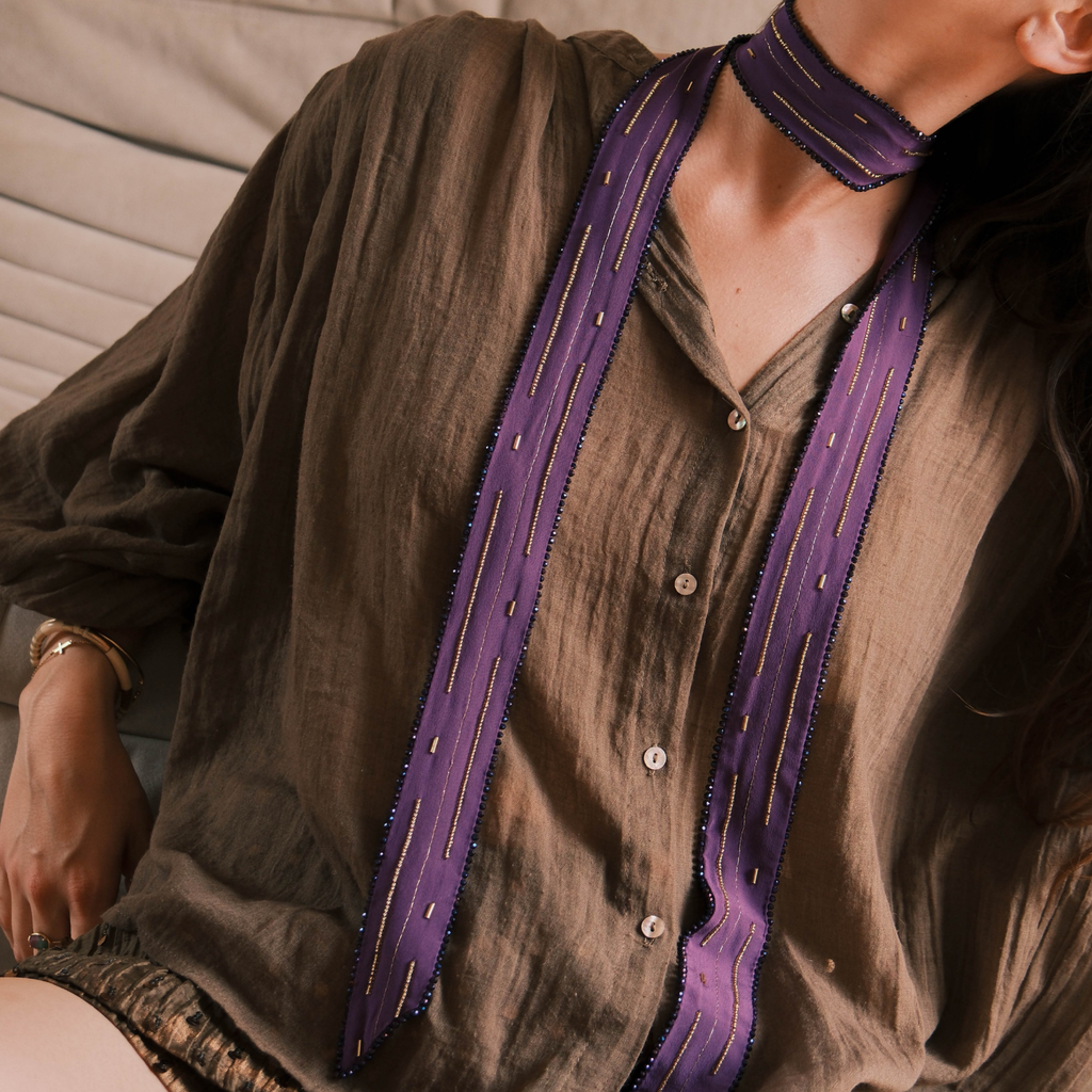 ✨ NOUVEAUTÉ ✨ Sautoir Maxi Violet – Bijou en soie