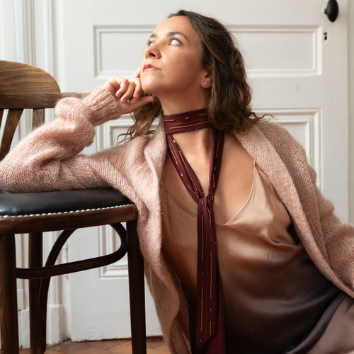 Sautoir Maxi Grenat – Bijou-textile en soie