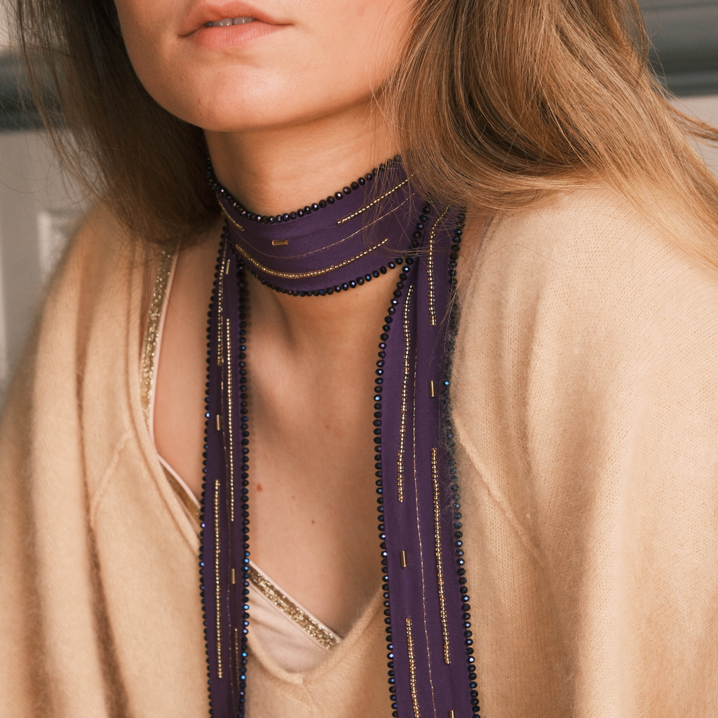 ✨ NOUVEAUTÉ ✨ Sautoir Maxi Violet – Bijou en soie