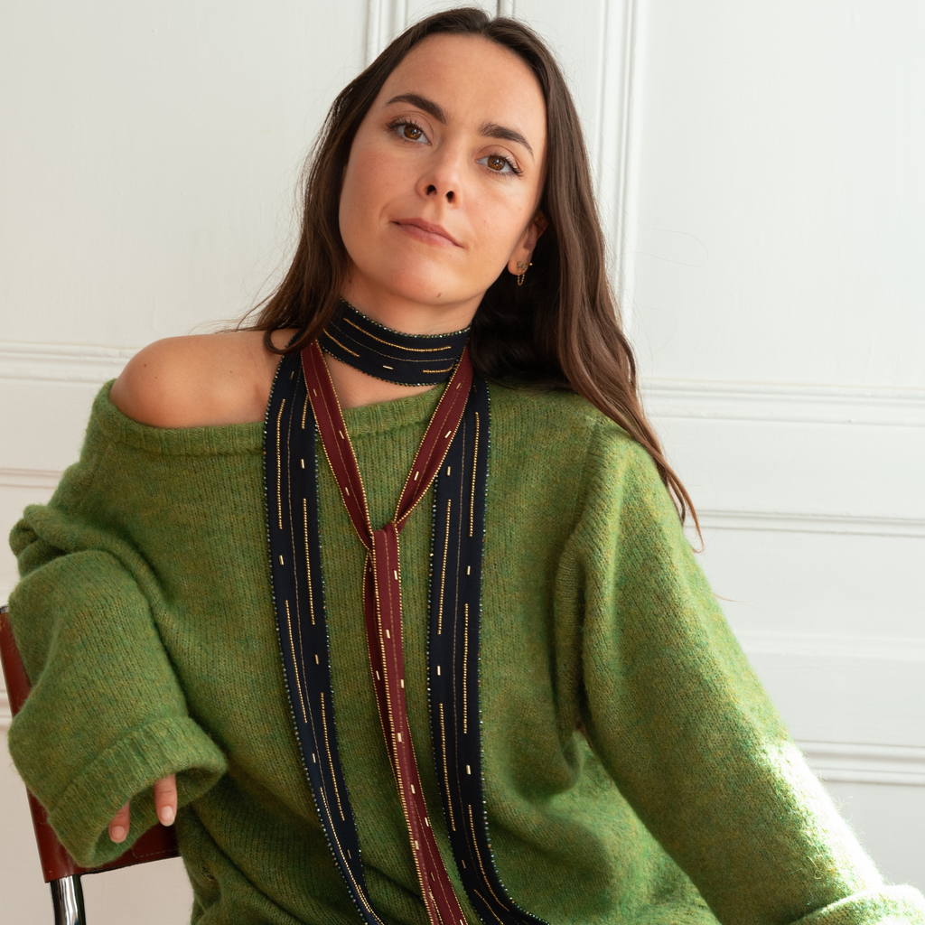 Sautoir Mini Grenat – Bijou-textile en soie