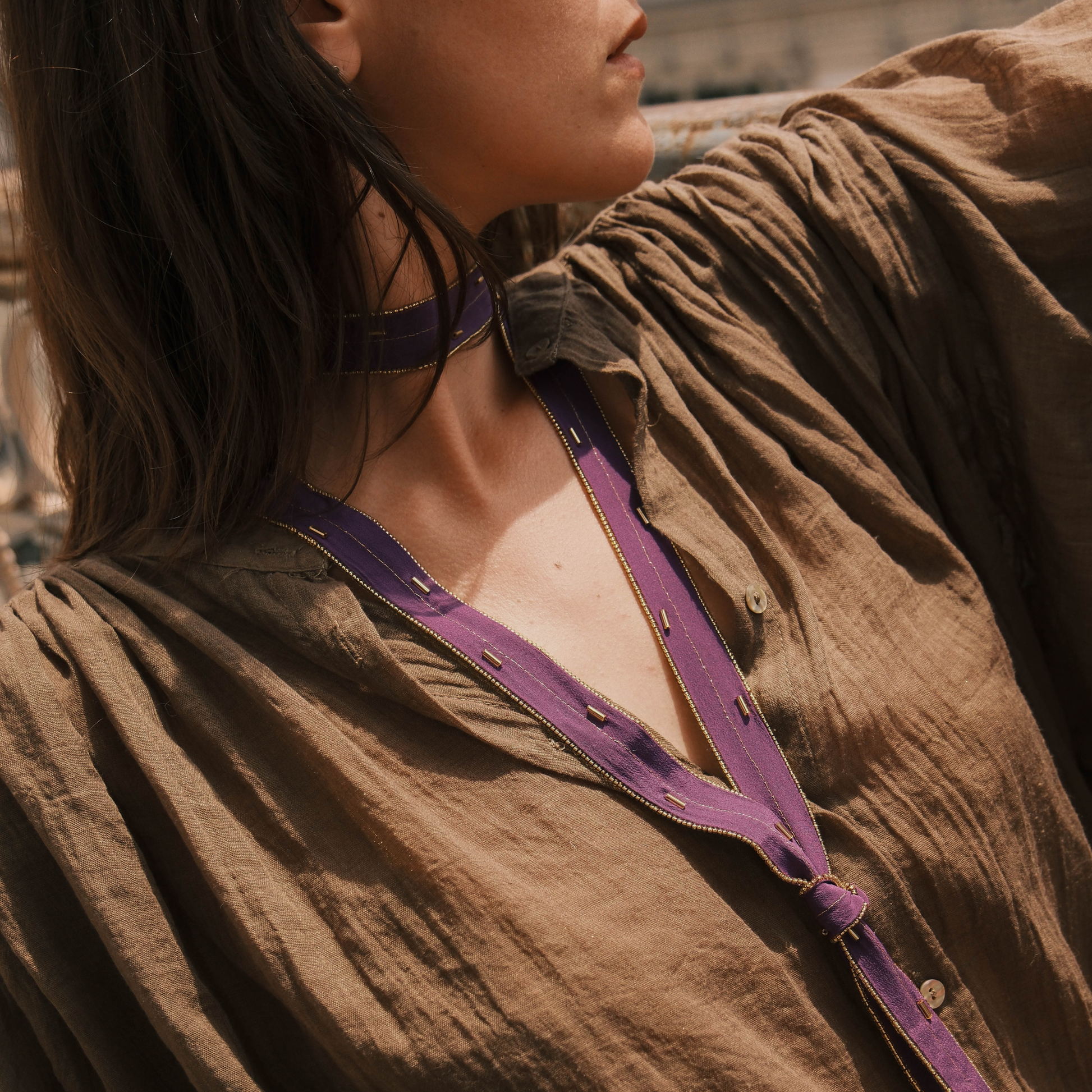 ✨ NOUVEAUTÉ ✨ Sautoir Mini Violet – Bijou en soie