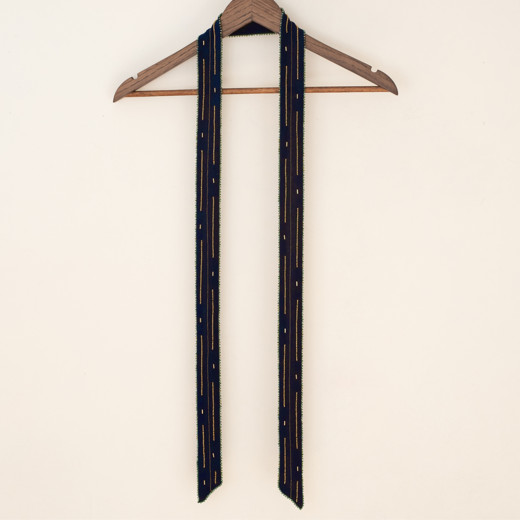 Sautoir Maxi Bleu Nuit – Bijou-textile en soie