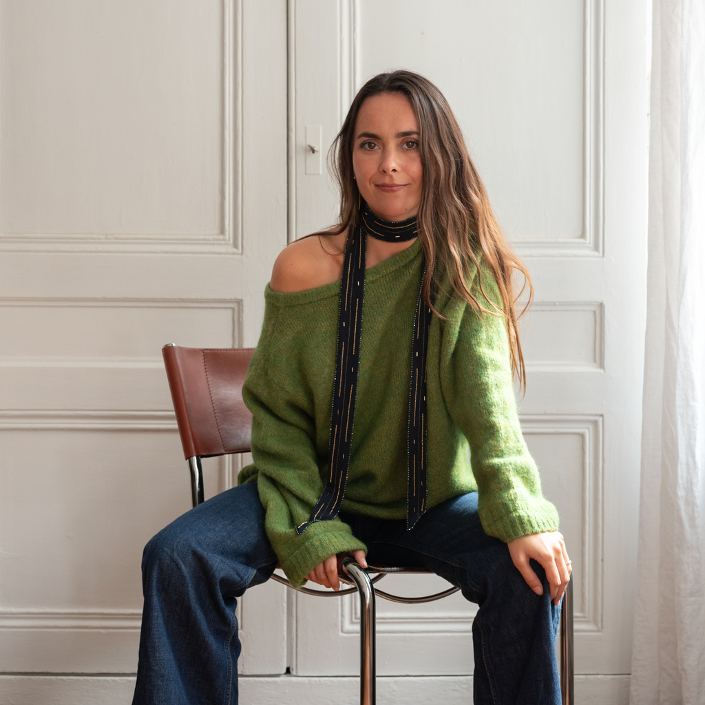 Sautoir Maxi Bleu Nuit – Bijou-textile en soie